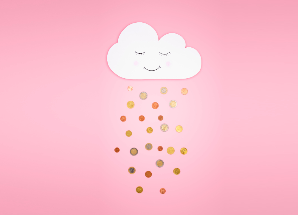 Wolke aus der es Geld regnet